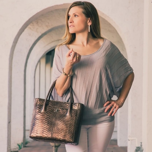 bebe Tops - BeBe Gray Striped Shimmer Batwing Blouse M